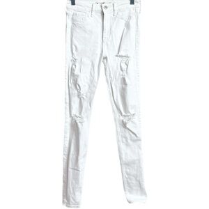 Hollister Distressed Skinny Jeans Mid Rise Solid White Size 27  Waist  / 5